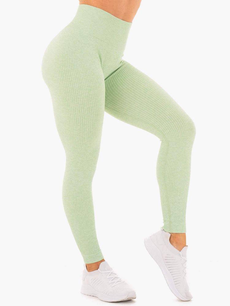 Ryderwear Women Leggings Rib Seamless Women's Leggings Neomint Marl | CA2406BC