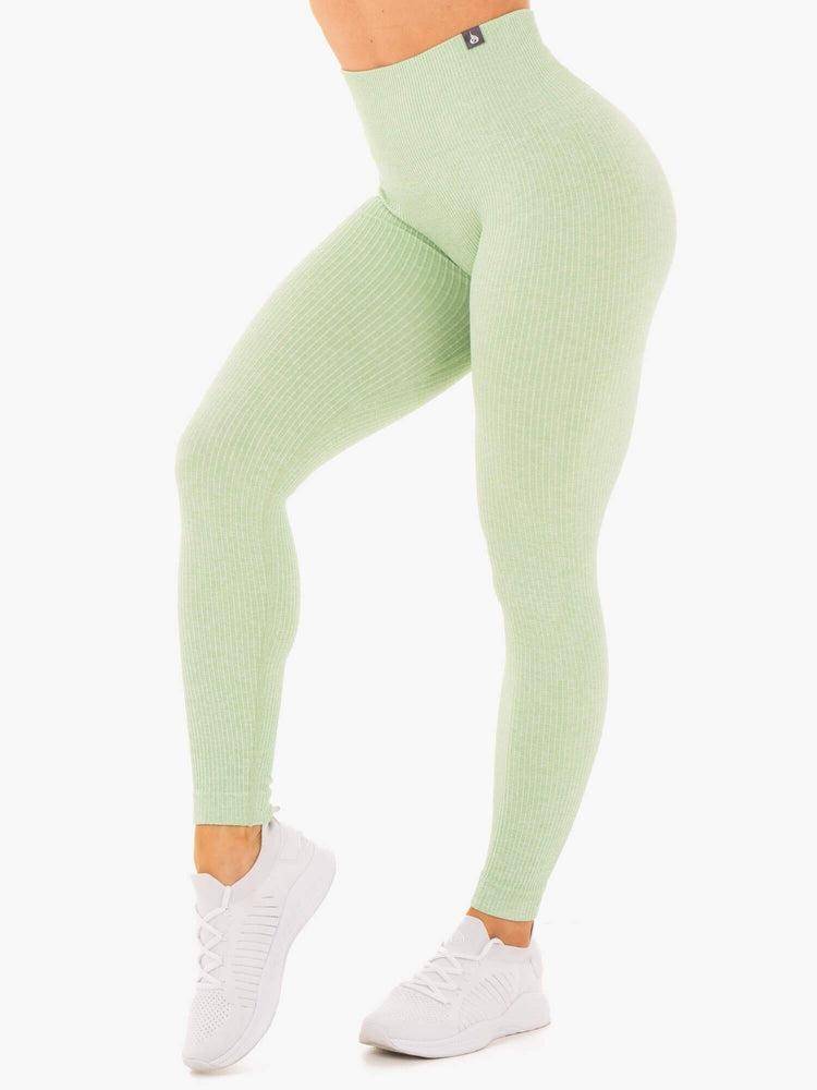 Ryderwear Women Leggings Rib Seamless Women\'s Leggings Neomint Marl | CA2406BC