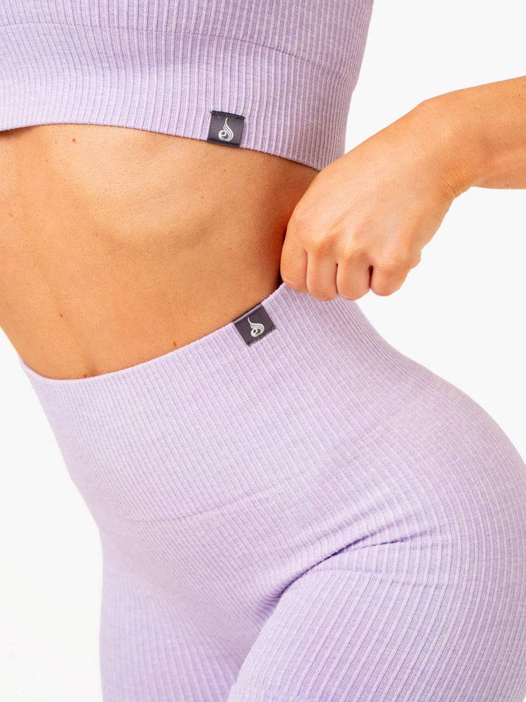 Ryderwear Women Leggings Rib Seamless Women's Leggings Lavender Marl | CA2425TV