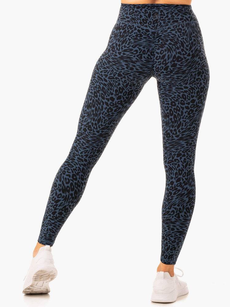 Ryderwear Women Leggings Rotation High Waisted Scrunch Women's Leggings Navy Leopard | CA2309BC