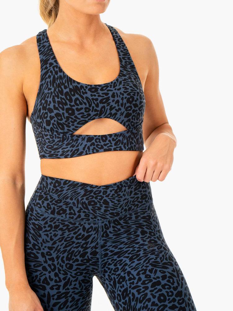 Ryderwear Women Leggings Rotation High Waisted Scrunch Women's Leggings Navy Leopard | CA2309BC