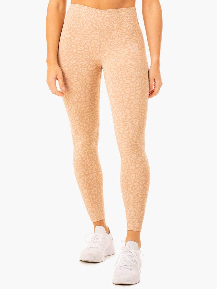 Ryderwear Women Leggings Rotation High Waisted Scrunch Women's Leggings Sandstone Leopard | CA2322RW