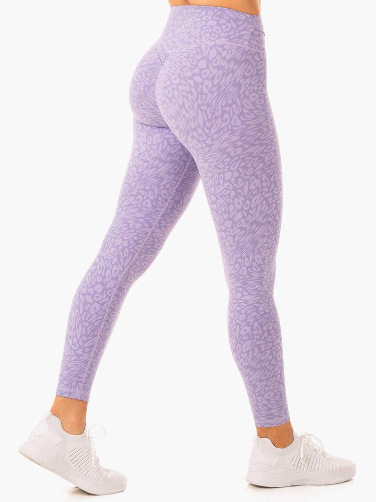 Ryderwear Women Leggings Rotation High Waisted Scrunch Women\'s Leggings Iris Leopard | CA2336HK