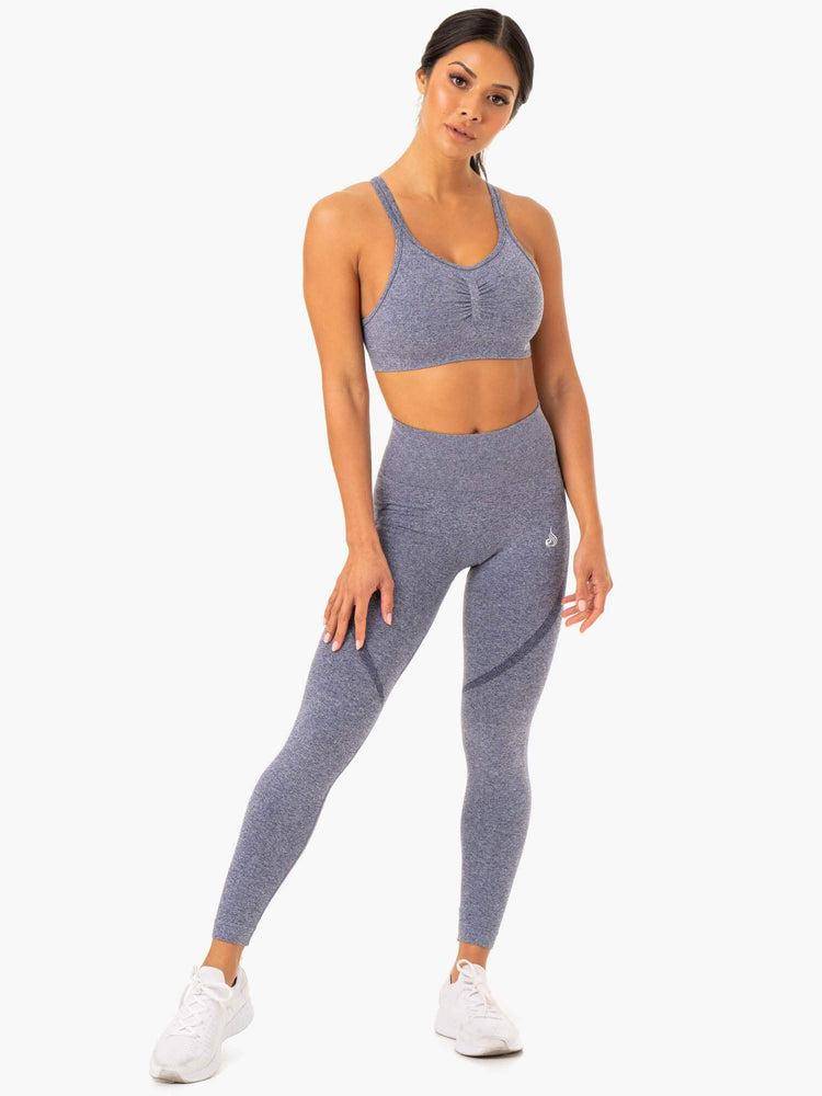 Ryderwear Women Leggings Sculpt Seamless Women's Leggings Navy Marl | CA2259MA