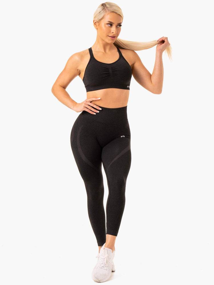 Ryderwear Women Leggings Sculpt Seamless Women's Leggings Black Marl | CA2391DN