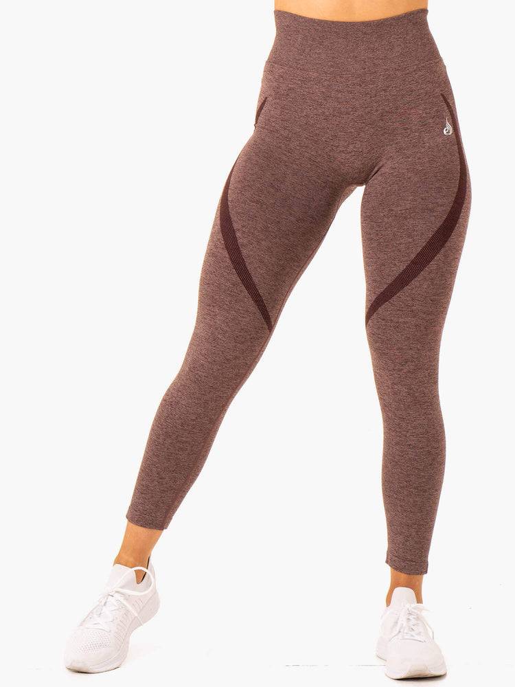 Ryderwear Women Leggings Sculpt Seamless Women's Leggings Chocolate Marl | CA2410ZG