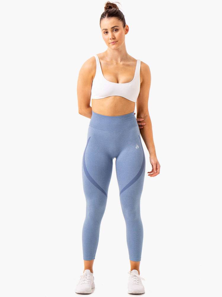 Ryderwear Women Leggings Sculpt Seamless Women's Leggings Stonewash Blue Marl | CA2415GL