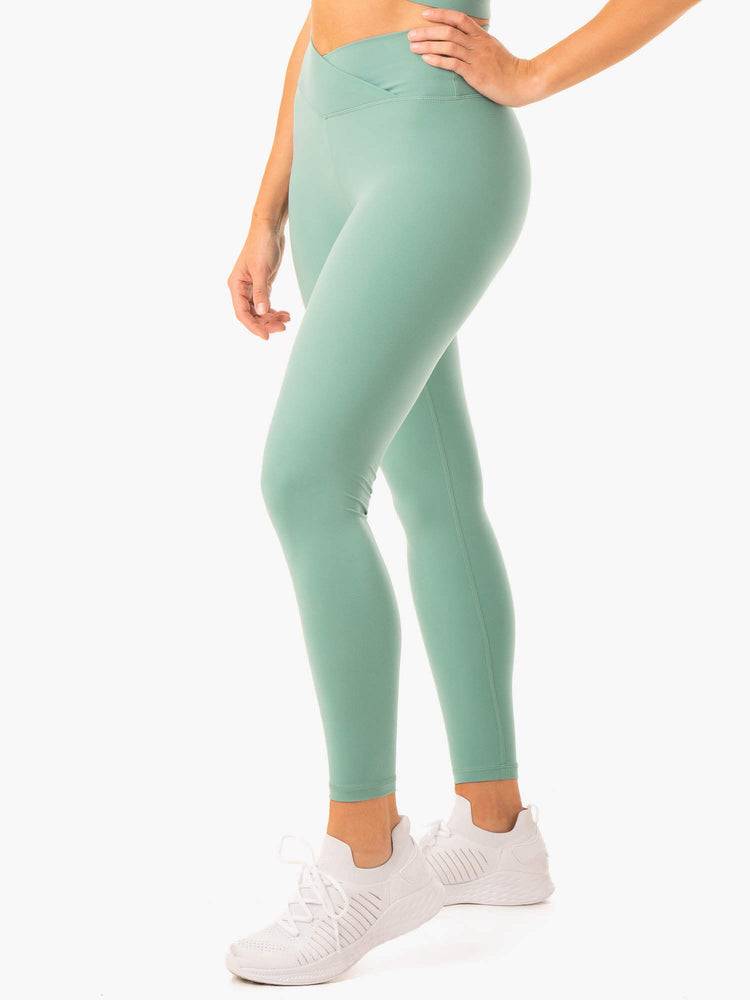 Ryderwear Women Leggings Serene Cross Over Scrunch Women's Leggings Green | CA2368PQ