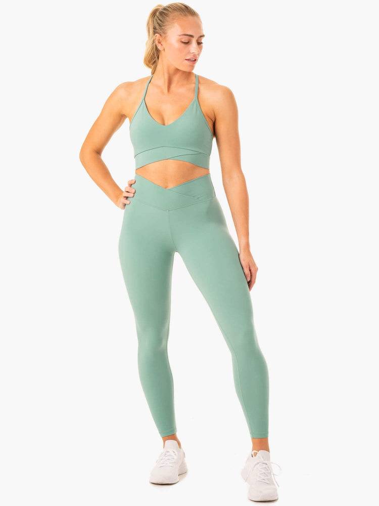 Ryderwear Women Leggings Serene Cross Over Scrunch Women's Leggings Green | CA2368PQ