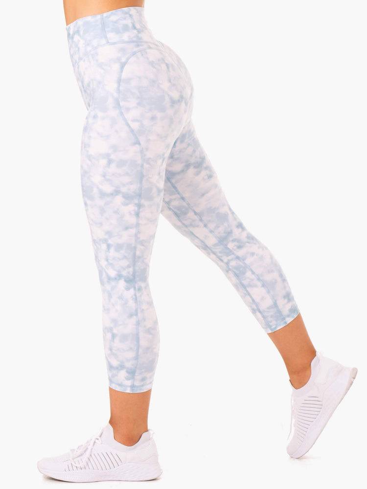 Ryderwear Women Leggings Tie Dye 7/8 Women's Leggings Steel Blue Tie Dye | CA2305ZG