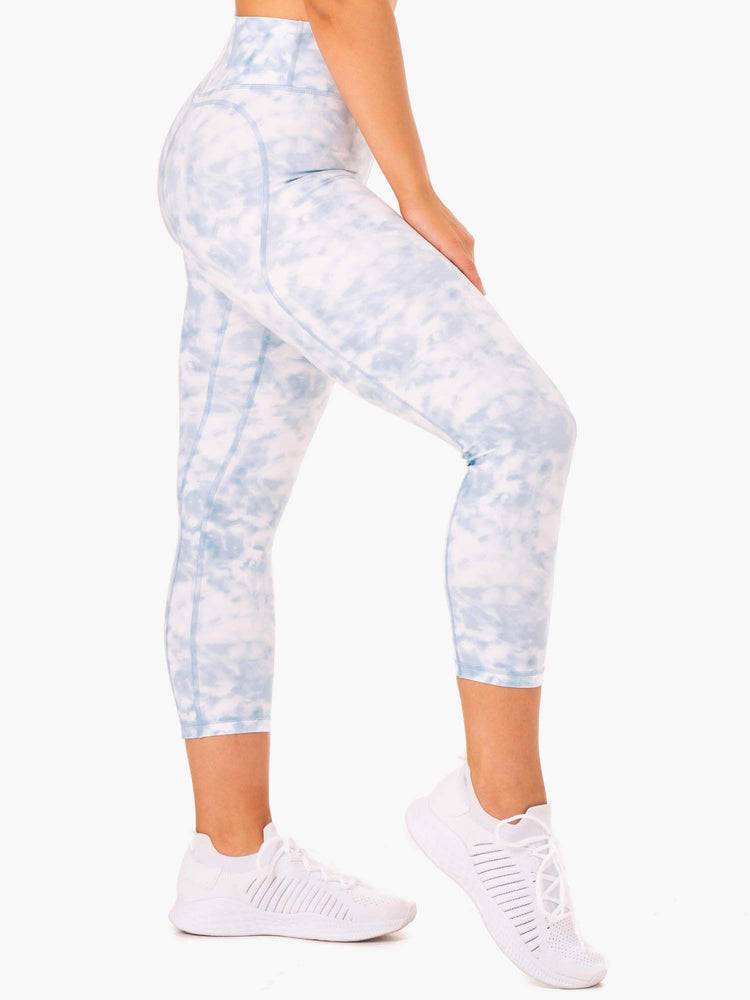 Ryderwear Women Leggings Tie Dye 7/8 Women's Leggings Steel Blue Tie Dye | CA2305ZG