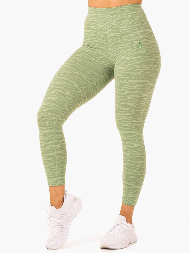 Ryderwear Women Leggings Transform High Waisted Women's Leggings Jade Green Zebra | CA2326MA