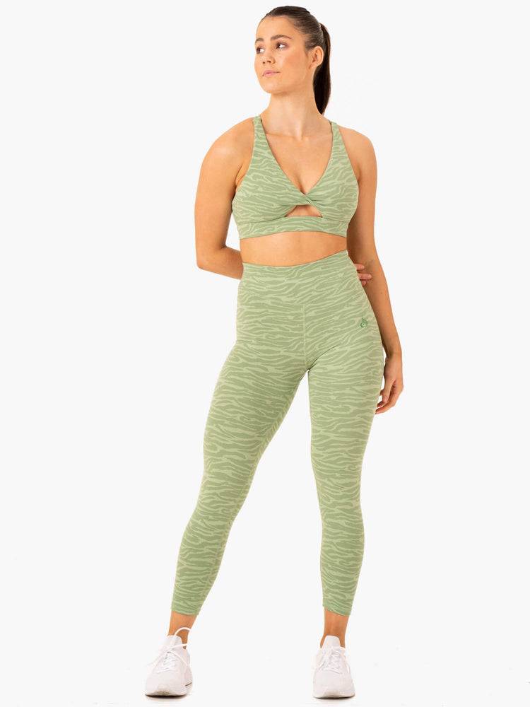 Ryderwear Women Leggings Transform High Waisted Women's Leggings Jade Green Zebra | CA2326MA