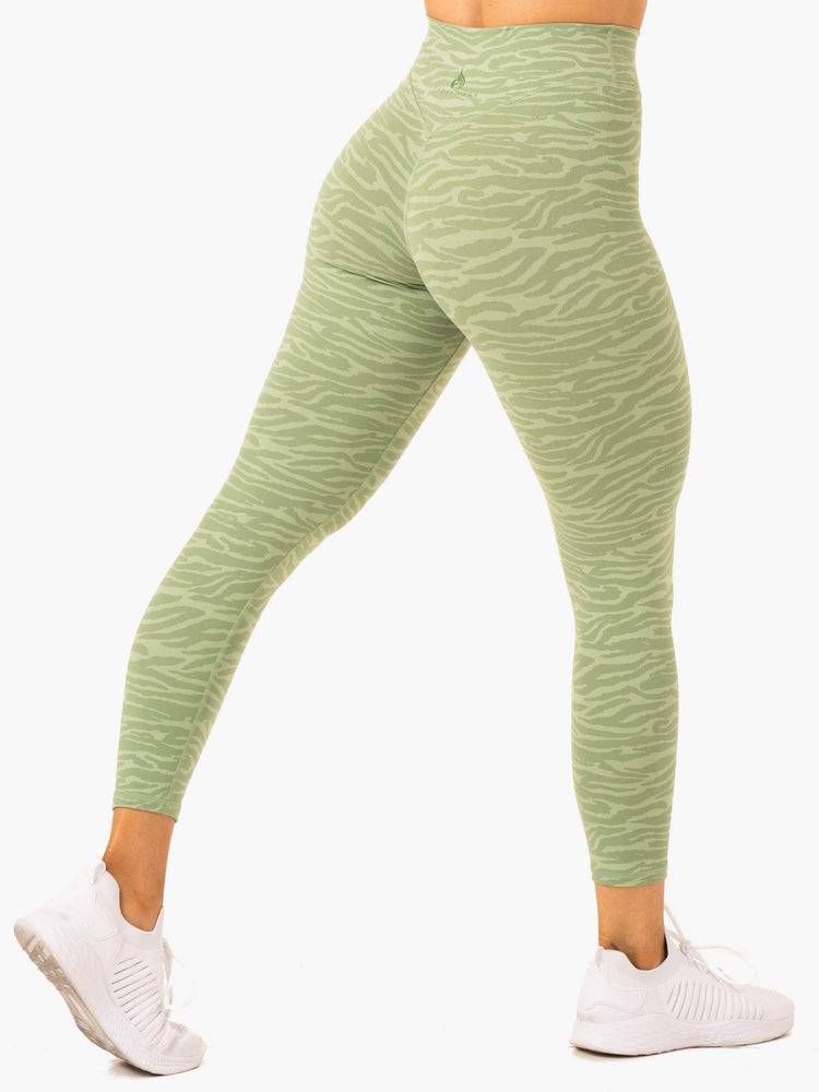 Ryderwear Women Leggings Transform High Waisted Women\'s Leggings Jade Green Zebra | CA2326MA