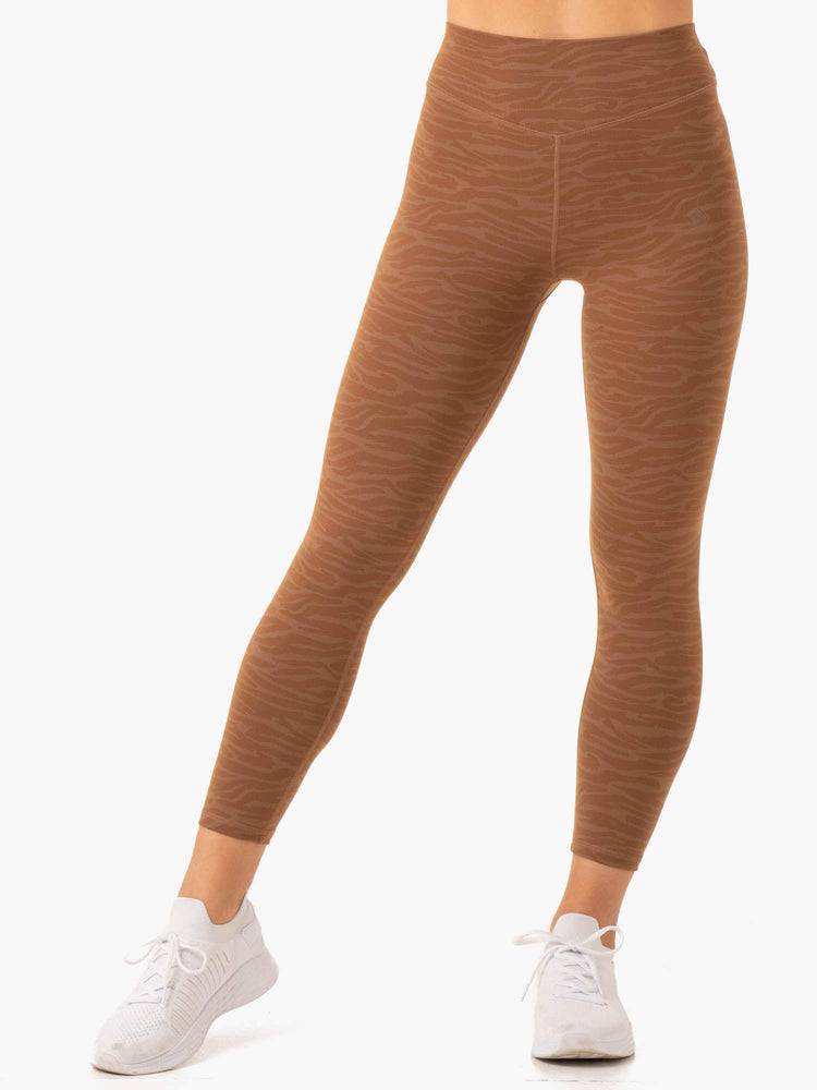 Ryderwear Women Leggings Transform High Waisted Women's Leggings Chocolate Zebra | CA2349EX