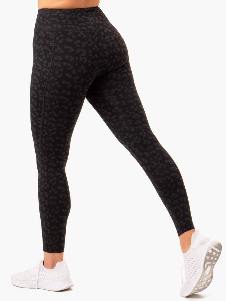 Ryderwear Women Leggings Ultra High Waisted Full Length Women's Leggings Black Leopard | CA2251KI