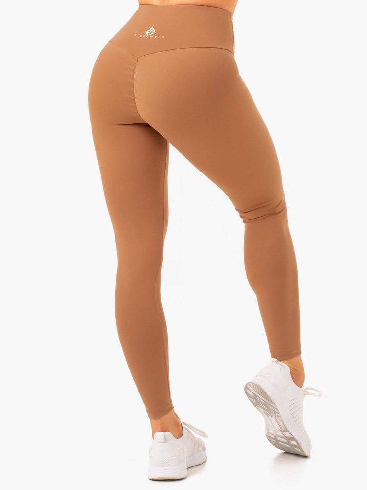 Ryderwear Women Leggings Vital High Waisted Scrunch Women's Leggings Mocha | CA2314SO