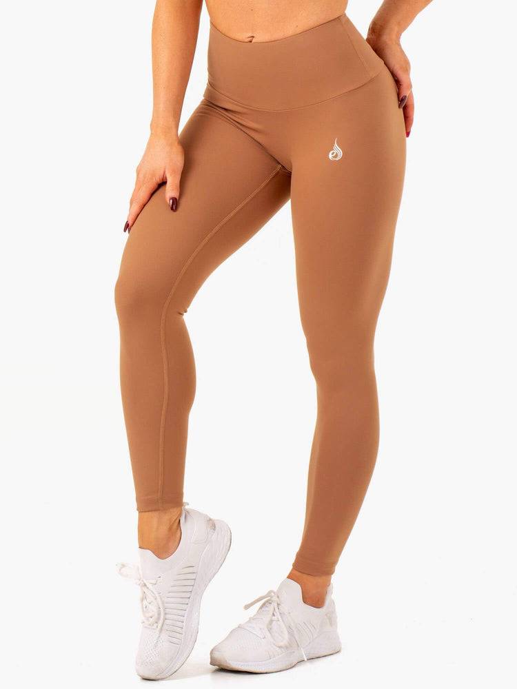 Ryderwear Women Leggings Vital High Waisted Scrunch Women's Leggings Mocha | CA2314SO