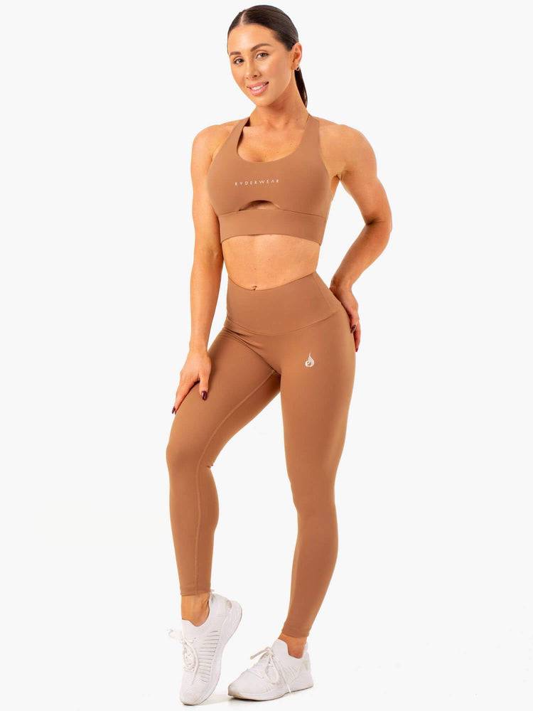 Ryderwear Women Leggings Vital High Waisted Scrunch Women's Leggings Mocha | CA2314SO