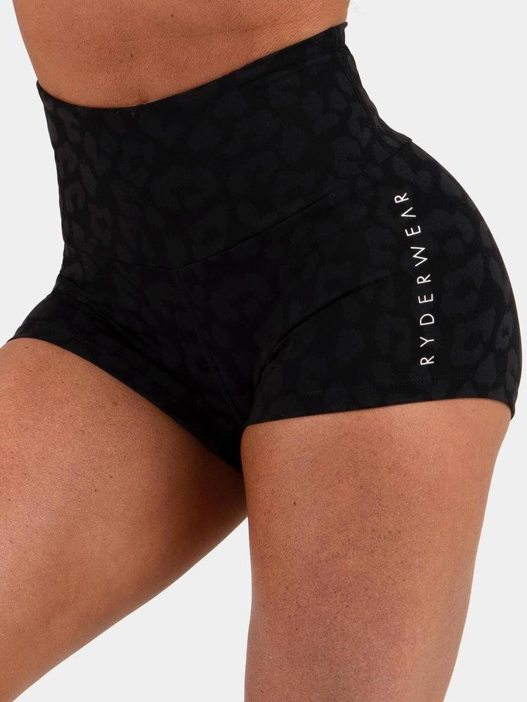 Ryderwear Women Shorts Animal Scrunch Bum Women's Shorts Leopard Black | CA2122LH