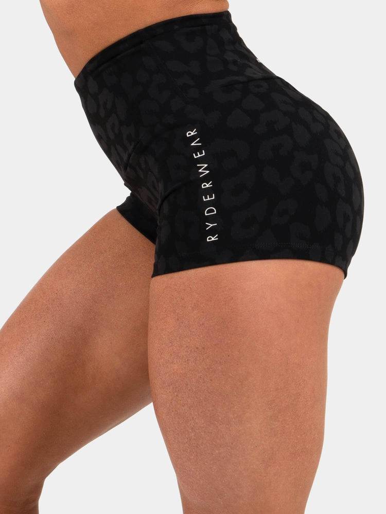 Ryderwear Women Shorts Animal Scrunch Bum Women's Shorts Leopard Black | CA2122LH