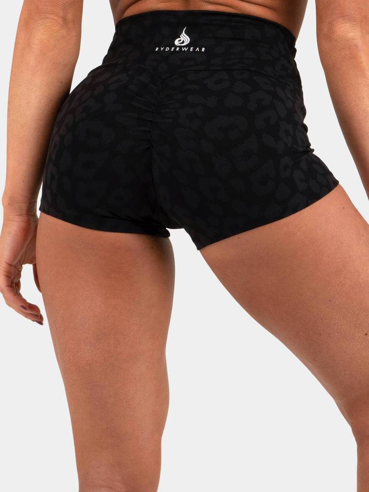 Ryderwear Women Shorts Animal Scrunch Bum Women's Shorts Leopard Black | CA2122LH