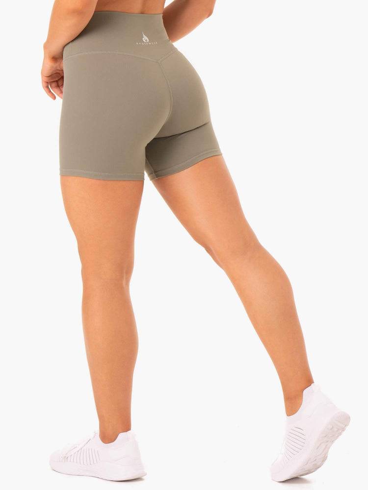 Ryderwear Women Shorts Base High Waisted Women's Shorts Khaki | CA1976EX