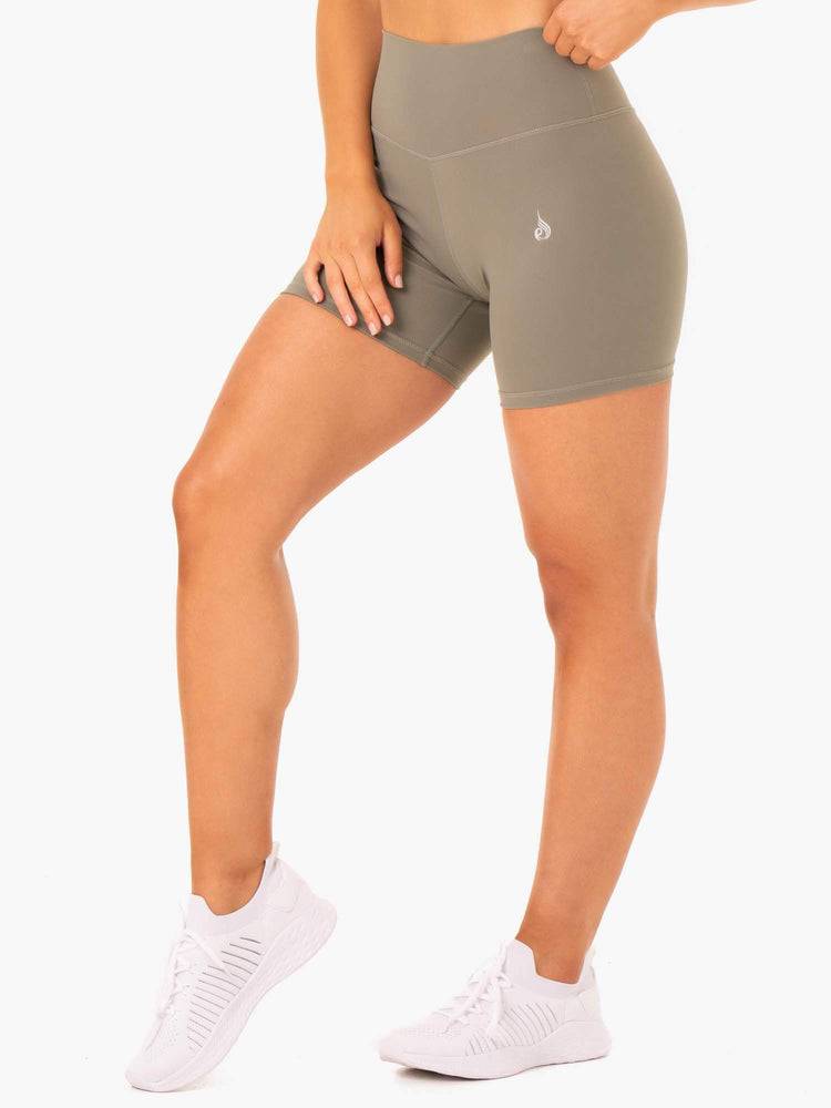 Ryderwear Women Shorts Base High Waisted Women's Shorts Khaki | CA1976EX