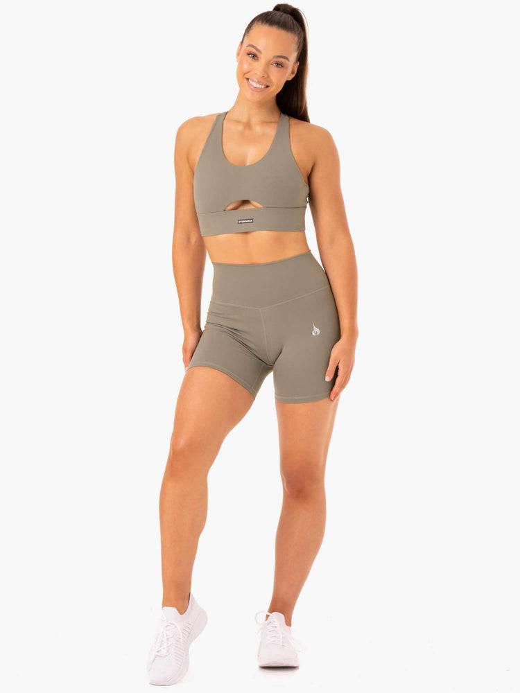 Ryderwear Women Shorts Base High Waisted Women's Shorts Khaki | CA1976EX