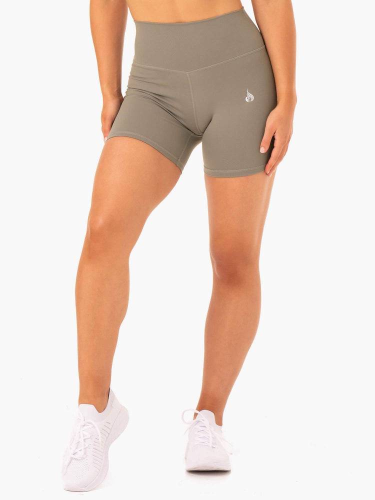 Ryderwear Women Shorts Base High Waisted Women\'s Shorts Khaki | CA1976EX