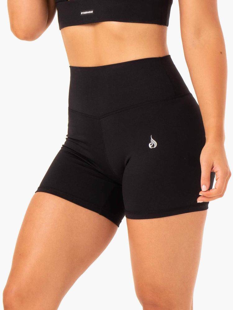 Ryderwear Women Shorts Base High Waisted Women's Shorts Black | CA2107RW