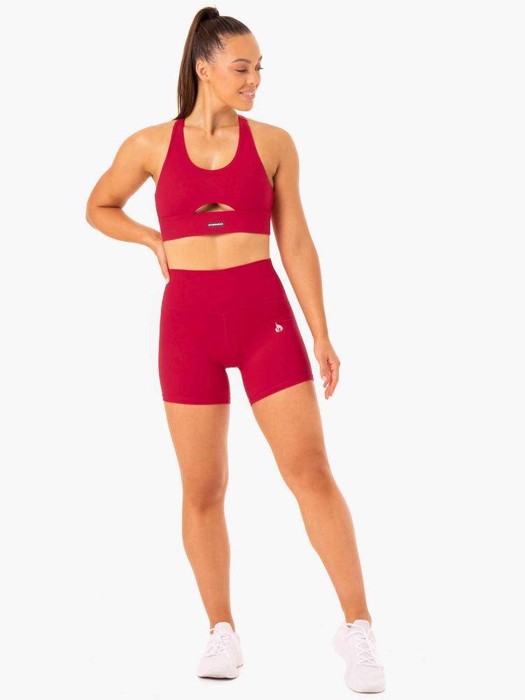 Ryderwear Women Shorts Base High Waisted Women's Shorts Cherry Red | CA2157WY