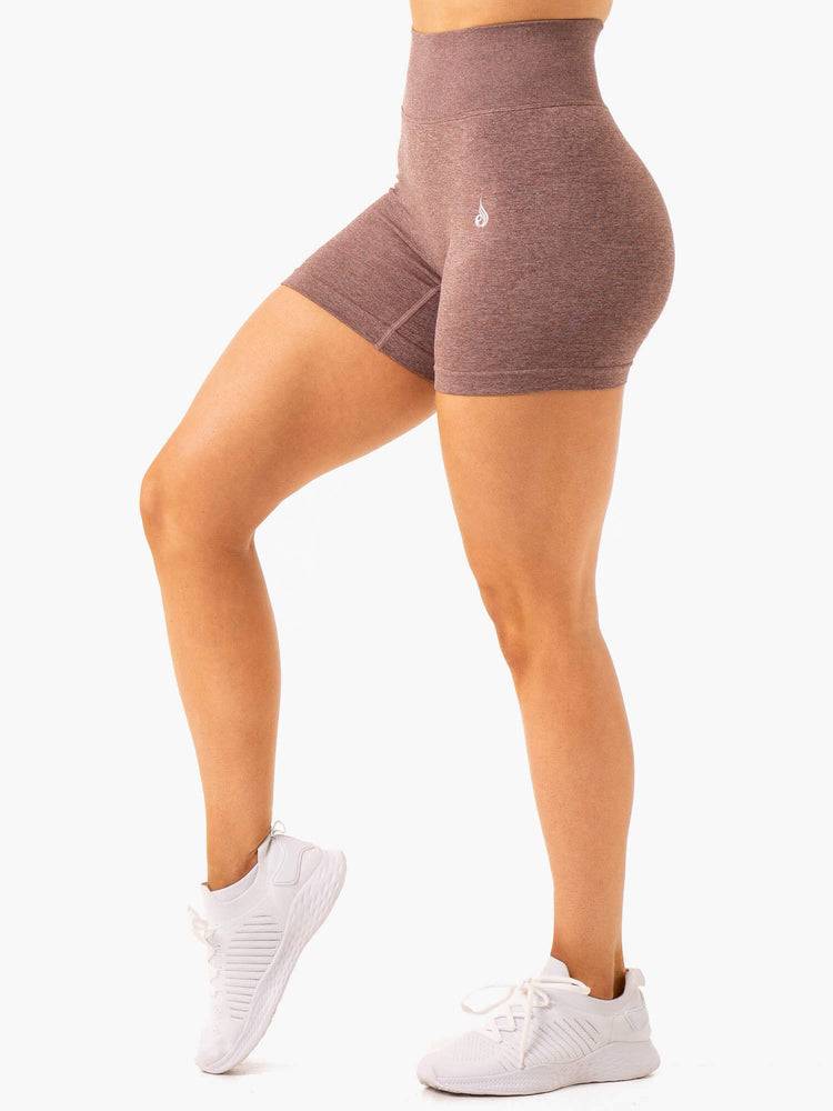 Ryderwear Women Shorts Essential Seamless Women's Shorts Chocolate Marl | CA2094JJ