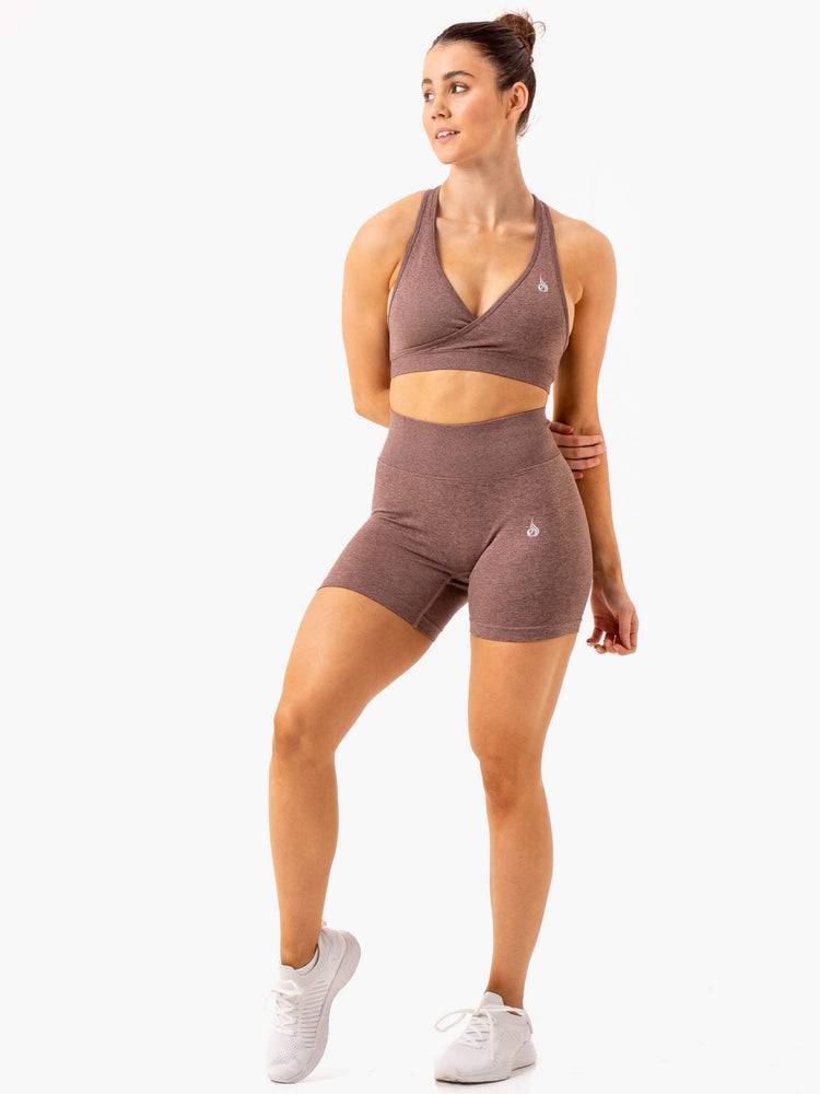 Ryderwear Women Shorts Essential Seamless Women's Shorts Chocolate Marl | CA2094JJ