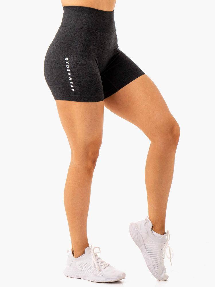 Ryderwear Women Shorts Essential Seamless Women's Shorts Black Marl | CA2095KI