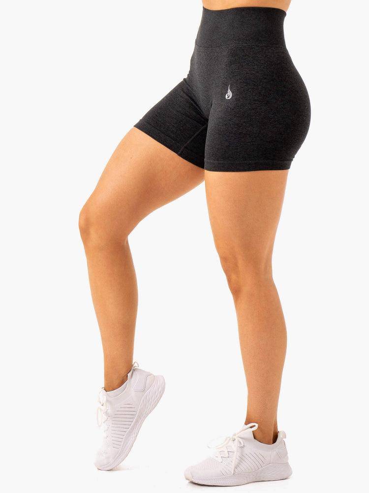 Ryderwear Women Shorts Essential Seamless Women's Shorts Black Marl | CA2095KI