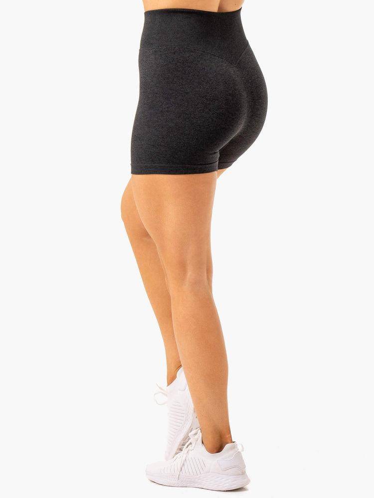 Ryderwear Women Shorts Essential Seamless Women's Shorts Black Marl | CA2095KI