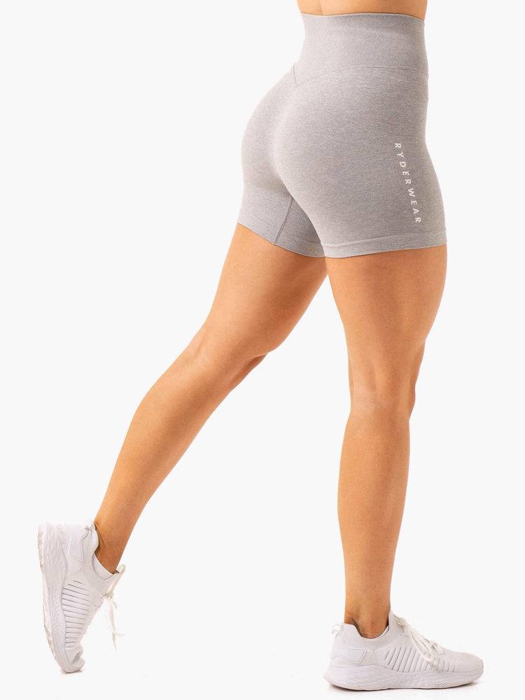 Ryderwear Women Shorts Essential Seamless Women's Shorts Light Grey Marl | CA2096LH