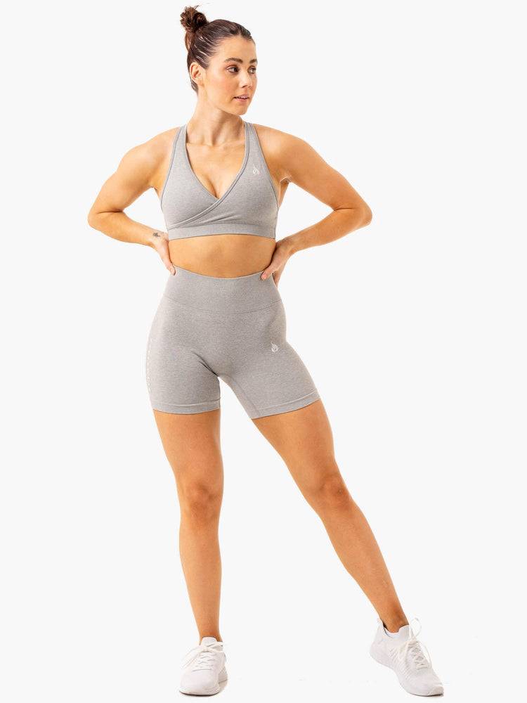 Ryderwear Women Shorts Essential Seamless Women's Shorts Light Grey Marl | CA2096LH