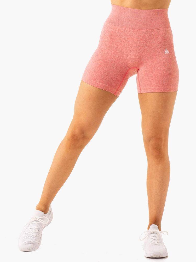 Ryderwear Women Shorts Essential Seamless Women's Shorts Pink Marl | CA2098XF