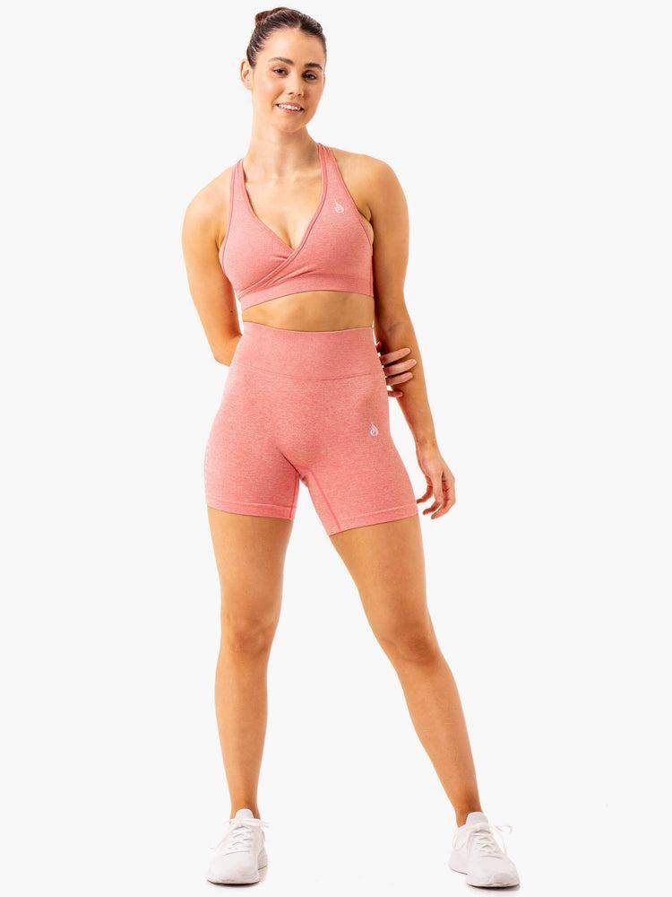 Ryderwear Women Shorts Essential Seamless Women's Shorts Pink Marl | CA2098XF