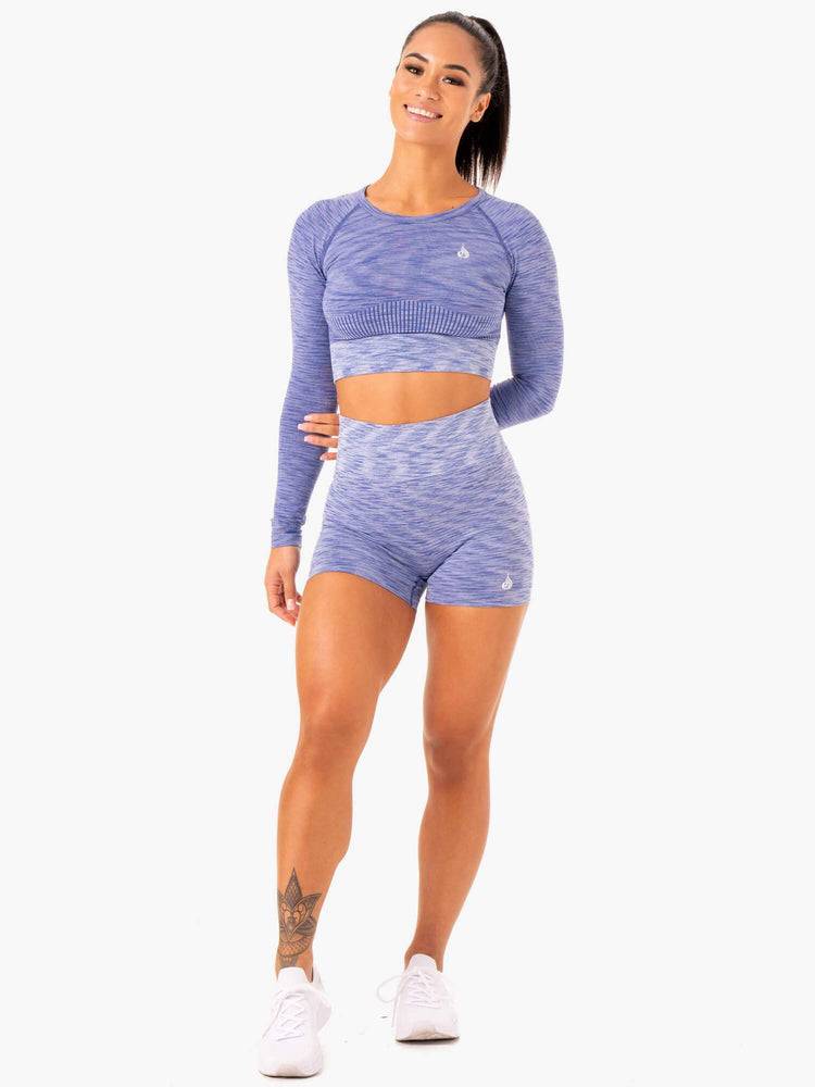 Ryderwear Women Shorts Evolve Seamless High Waisted Women's Shorts Blue | CA2103MA