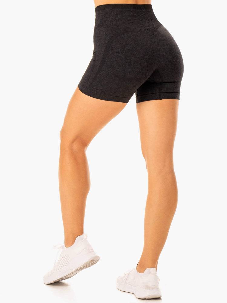 Ryderwear Women Shorts Excel Seamless High Waisted Women's Shorts Black Marl | CA1972NB