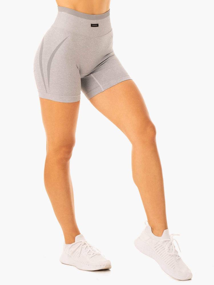 Ryderwear Women Shorts Excel Seamless High Waisted Women's Shorts Grey Marl | CA2021CE