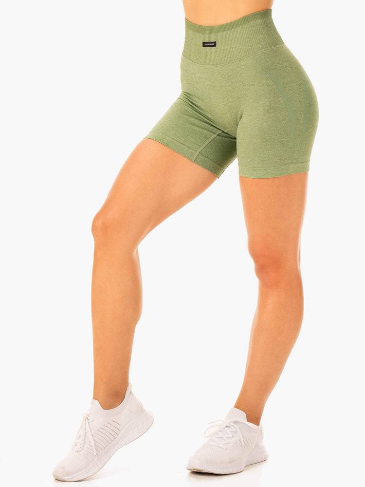 Ryderwear Women Shorts Excel Seamless High Waisted Women\'s Shorts Moss Green Marl | CA2150XF