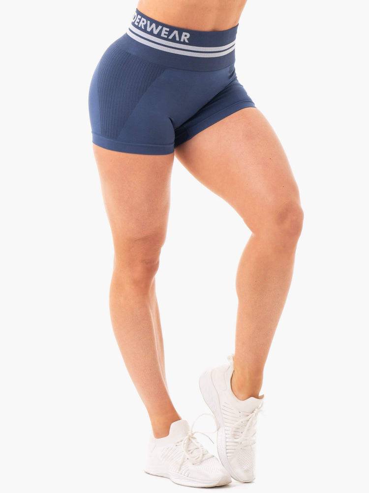 Ryderwear Women Shorts Freestyle Seamless High Waisted Women's Shorts Steel Blue | CA1943CE