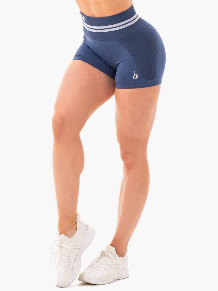 Ryderwear Women Shorts Freestyle Seamless High Waisted Women\'s Shorts Steel Blue | CA1943CE