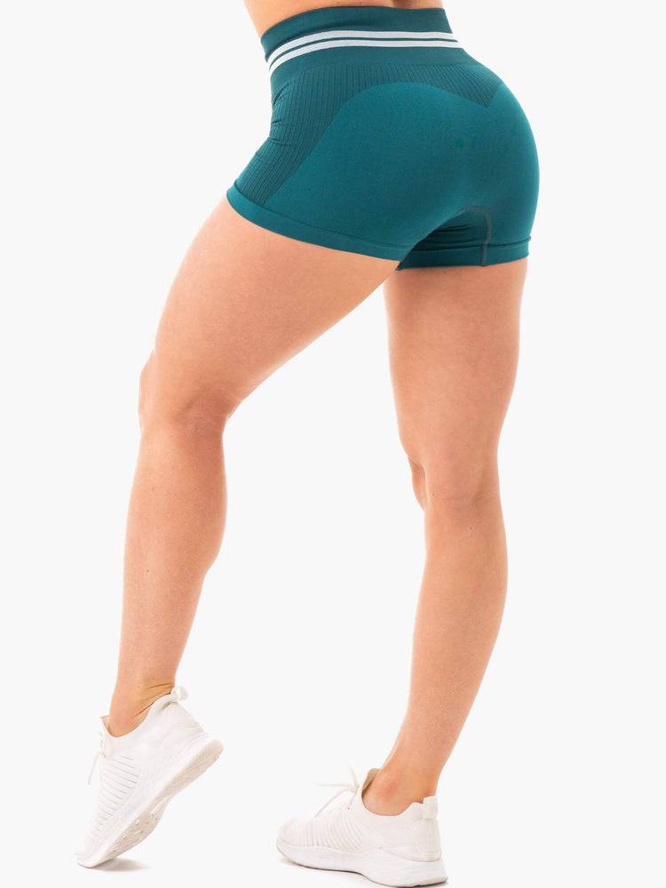 Ryderwear Women Shorts Freestyle Seamless High Waisted Women's Shorts Emerald Green | CA2109YU