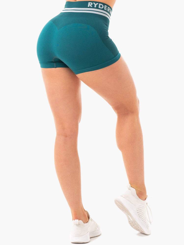 Ryderwear Women Shorts Freestyle Seamless High Waisted Women's Shorts Emerald Green | CA2109YU