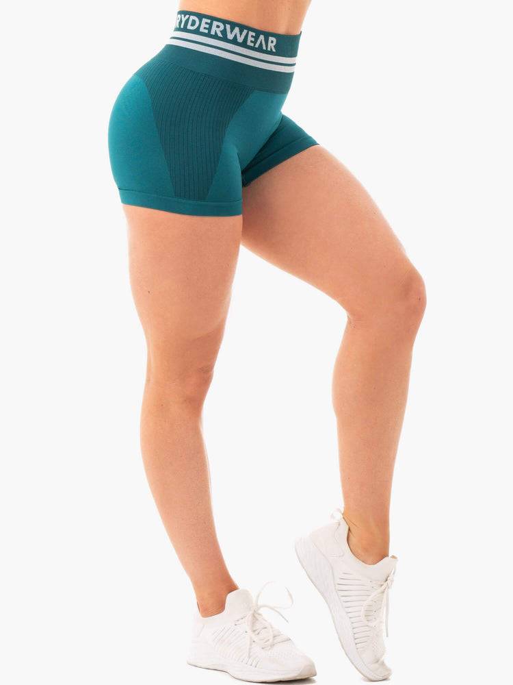 Ryderwear Women Shorts Freestyle Seamless High Waisted Women's Shorts Emerald Green | CA2109YU